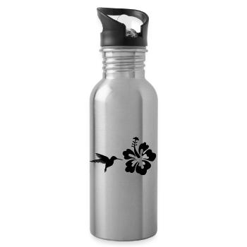 Kolibri Hibiskus Blüte Blume tropisch Hawaii Shirt - Trinkflasche mit integriertem Trinkhalm - Lightsilver - Rechts