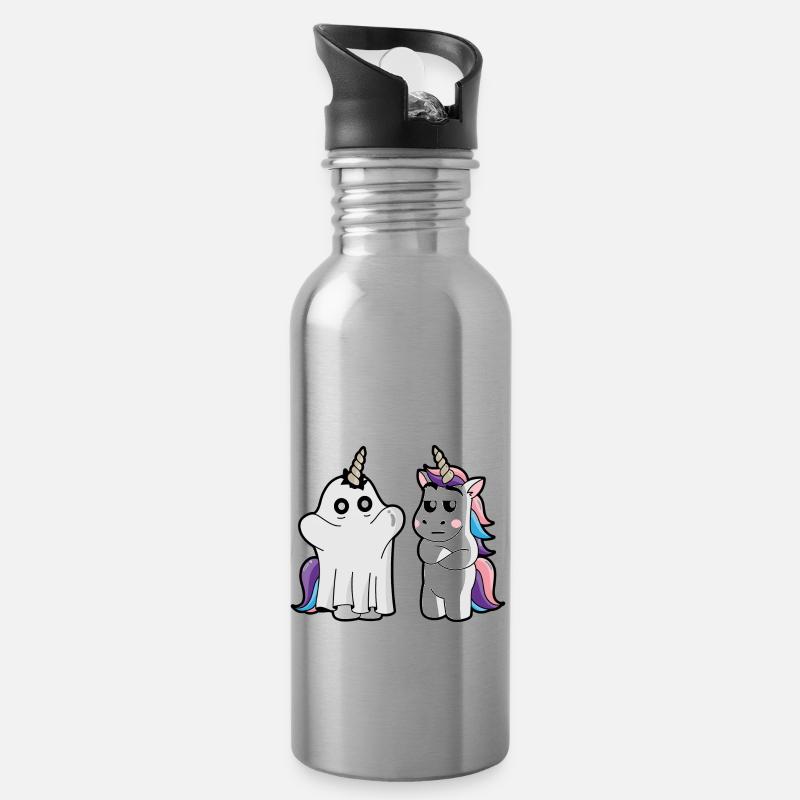 Licorne Halloween - Gourde avec paille intégrée - argent clair