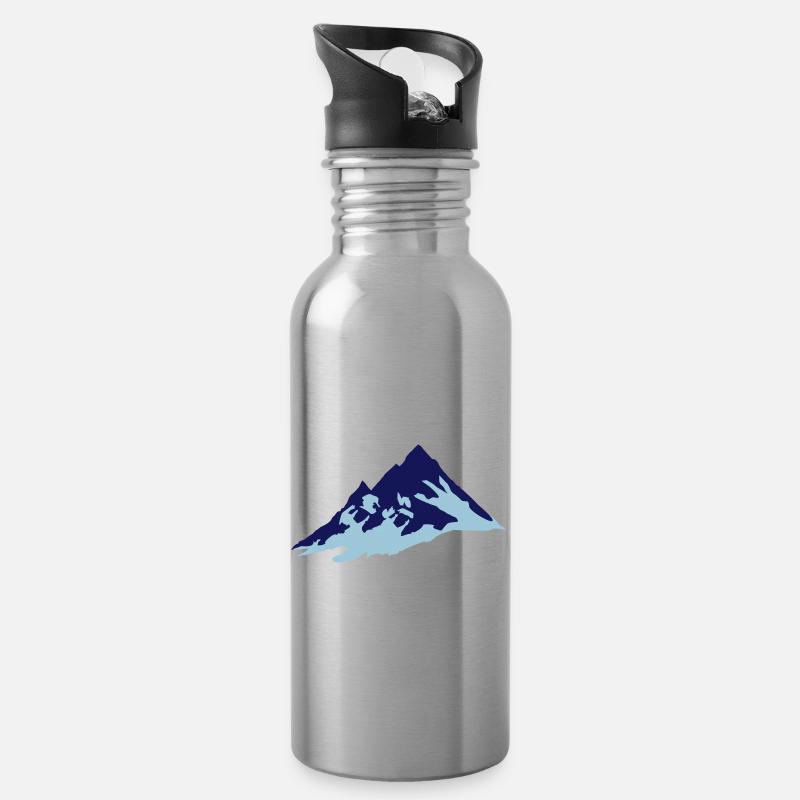 Berge, Berg - Trinkflasche mit integriertem Trinkhalm - Lightsilver