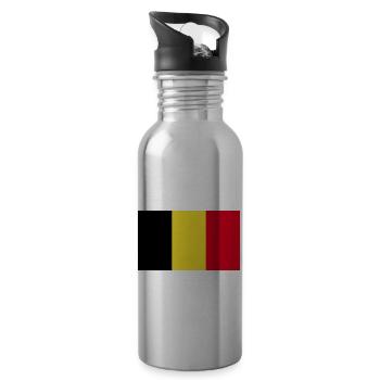 Belgium Flag Belgium Heart Belgian Belgian - Water bottle with straw - silver - Right