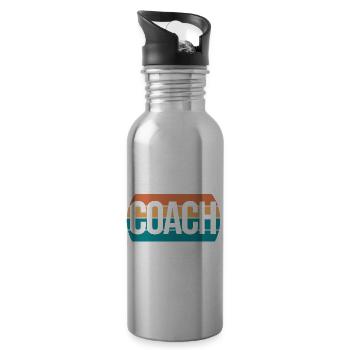 gift coach man woman coach - Water bottle with straw - silver - Right