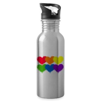 Pride Heart Lgbtq Bisexual Rainbow Love Transgende - Trinkflasche mit integriertem Trinkhalm - Lightsilver - Rechts