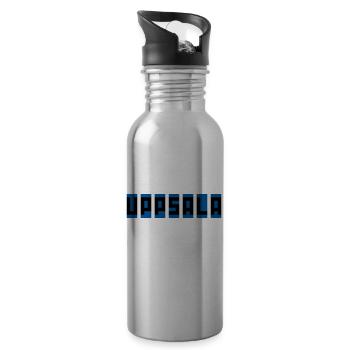 Uppsala bleu-noir - Gourde avec paille intégrée - argent clair - Droite