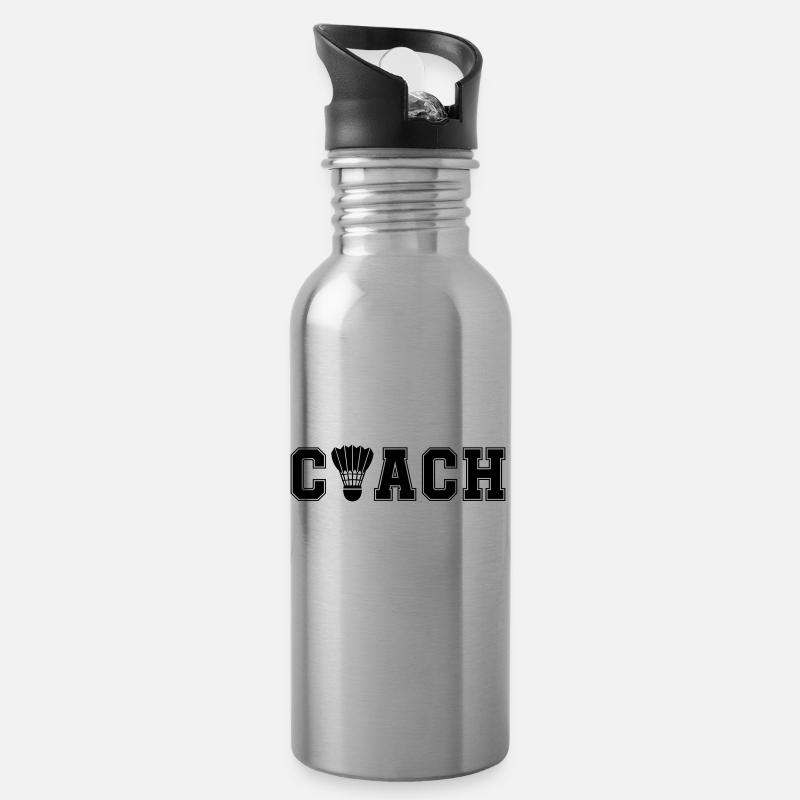 Badminton Coach - Trinkflasche mit integriertem Trinkhalm - Lightsilver