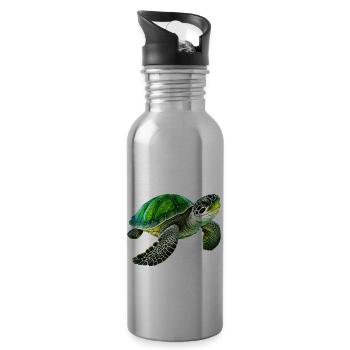 Grüne Meeresschildkröten sind eindrucksvolle Tiere - Trinkflasche mit integriertem Trinkhalm - Lightsilver - Rechts