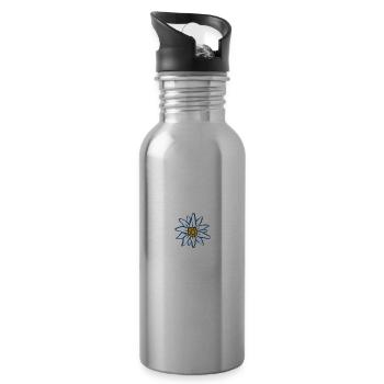 Grüß Gott - Alpen Edelweiß aus Bayern - Trinkflasche mit integriertem Trinkhalm - Lightsilver - Rechts