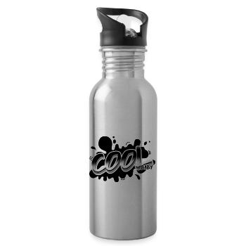 "Cool Baby" Lustiger Spruch ideal als Geschenk - Trinkflasche mit integriertem Trinkhalm - Lightsilver - Rechts