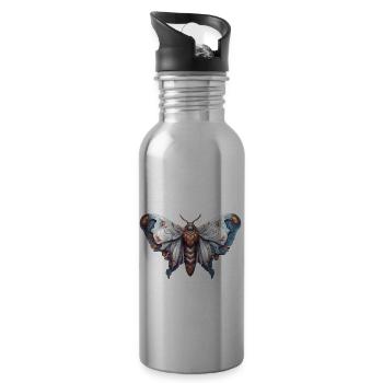 Papillon de nuit / Animal / Insecte / Larve / Ravageur - Gourde avec paille intégrée - argent clair - Droite