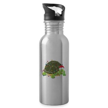Tortue Noël - Gourde avec paille intégrée - argent clair - Droite