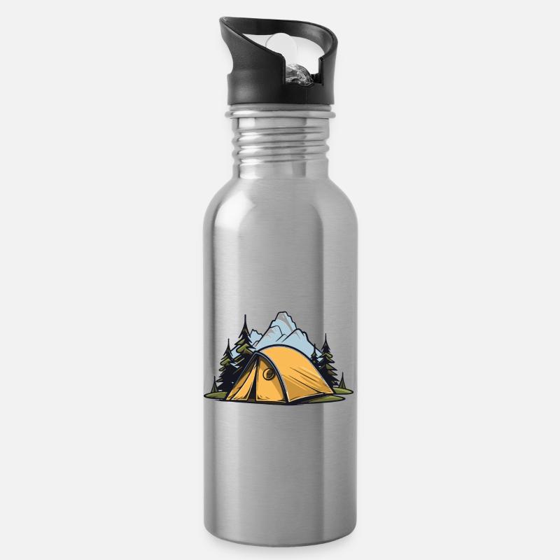 Camping Zelt Outdoor - Trinkflasche mit integriertem Trinkhalm - Lightsilver