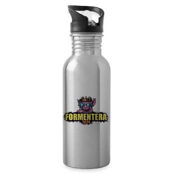 Formentera 2024 Pig - Water bottle with straw - silver - Right