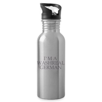 Witzige Denglisch Sprüche Waschechter Deutscher - Trinkflasche mit integriertem Trinkhalm - Lightsilver - Rechts