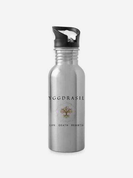 Yggdrasil - Trinkflasche mit integriertem Trinkhalm - Lightsilver