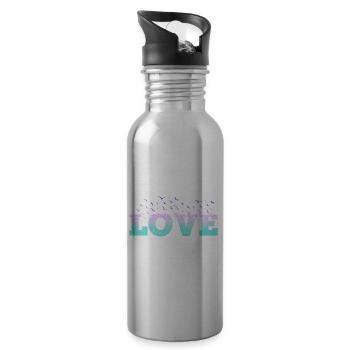 Amour Amour Coeur Oiseaux Romantique Je t’aime - Gourde avec paille intégrée - argent clair - Droite