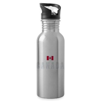 Canadian flag, Canadian patriot - Water bottle with straw - silver - Right