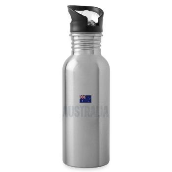 Flag Australia, I love Australia - Water bottle with straw - silver - Right