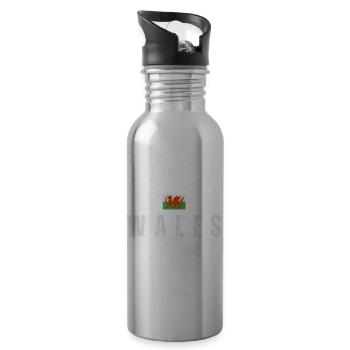 Flag of Wales, I love Wales - Water bottle with straw - silver - Right