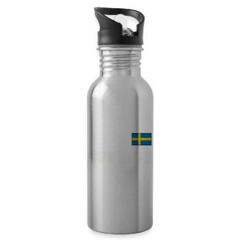 SCHWEDEN - SVERIGE Trikot Look - Flagge auf Brust - Trinkflasche mit integriertem Trinkhalm - Lightsilver - Rechts