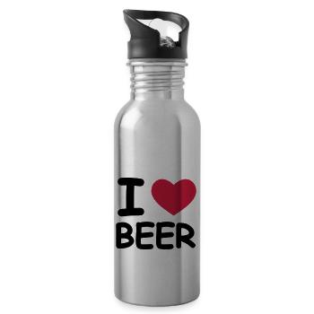 I Love Beer - Trinkflasche mit integriertem Trinkhalm - Lightsilver - Rechts