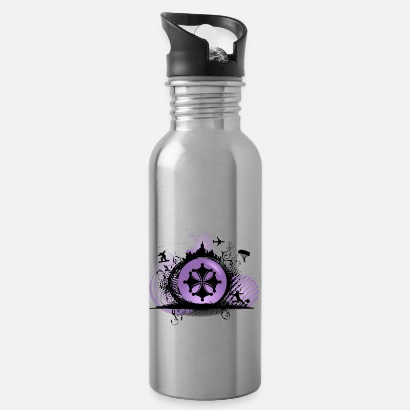 croix_occitane2_violet - Trinkflasche mit integriertem Trinkhalm - Lightsilver