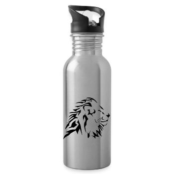 tshirt lion tribal vectoriel - Gourde avec paille intégrée - argent clair - Droite