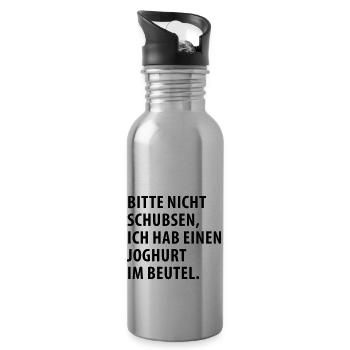 Bitte nicht schubsen – Joghurt im Rucksack (dh) - Trinkflasche mit integriertem Trinkhalm - Lightsilver - Rechts