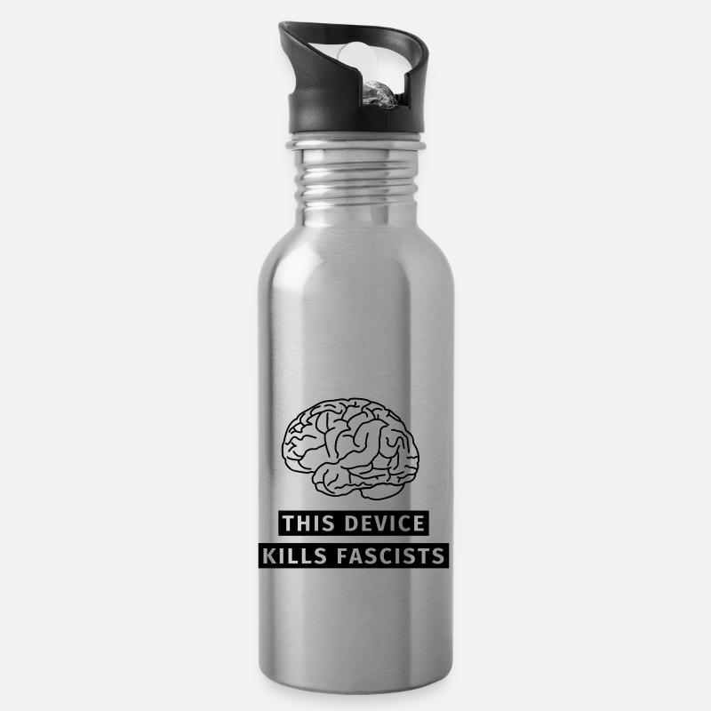 Antifaschismus Antirassismus - Trinkflasche mit integriertem Trinkhalm - Lightsilver