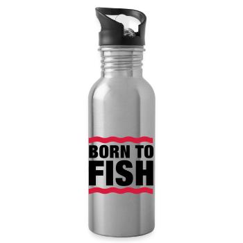 born_to_fish__f2 - Water bottle with straw - silver - Right