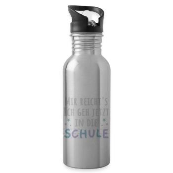 Einschulung Schulanfänger lustiger Spruch - Trinkflasche mit integriertem Trinkhalm - Lightsilver - Rechts