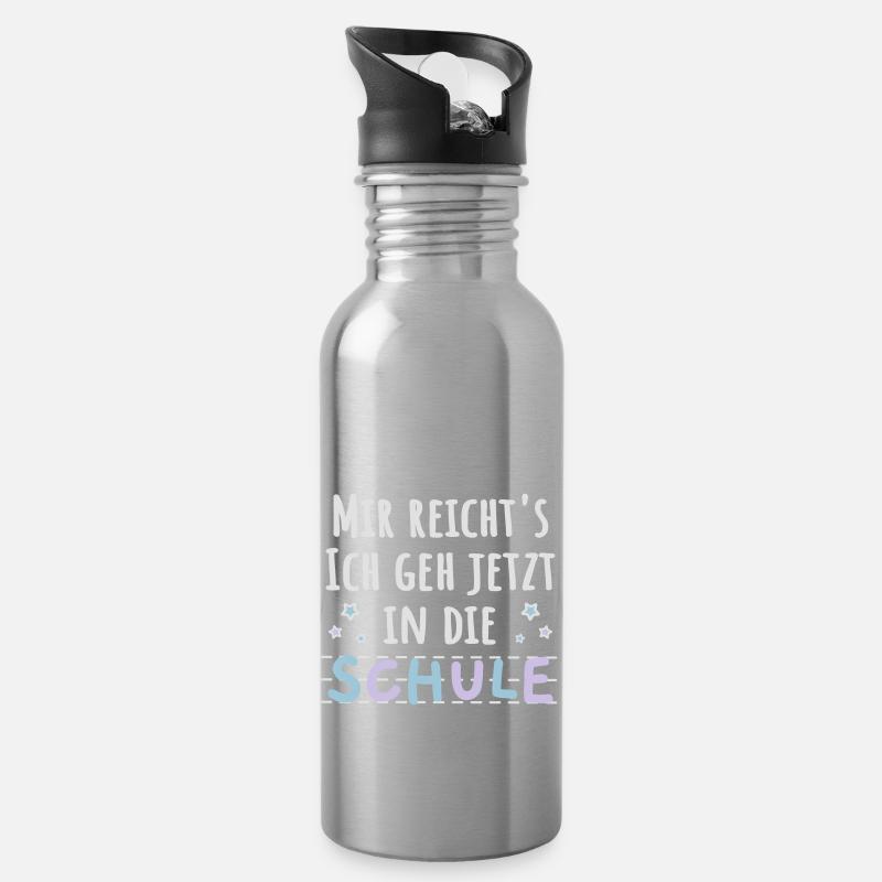 Einschulung Schulanfänger lustiger Spruch - Trinkflasche mit integriertem Trinkhalm - Lightsilver