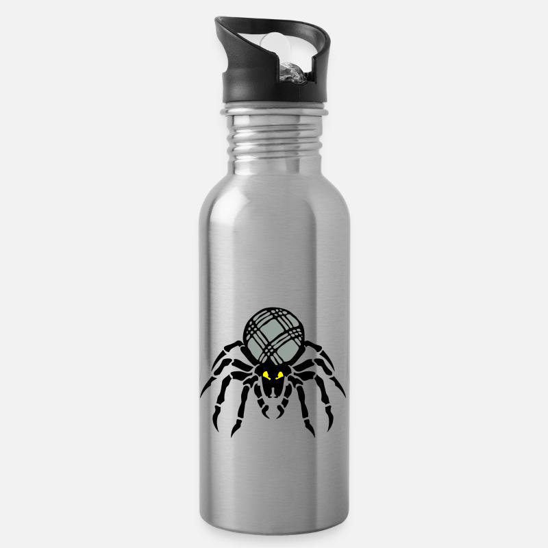 petanque araignee kugel - Trinkflasche mit integriertem Trinkhalm - Lightsilver