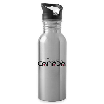 Canada Kanada Ahornblatt - Trinkflasche mit integriertem Trinkhalm - Lightsilver - Rechts