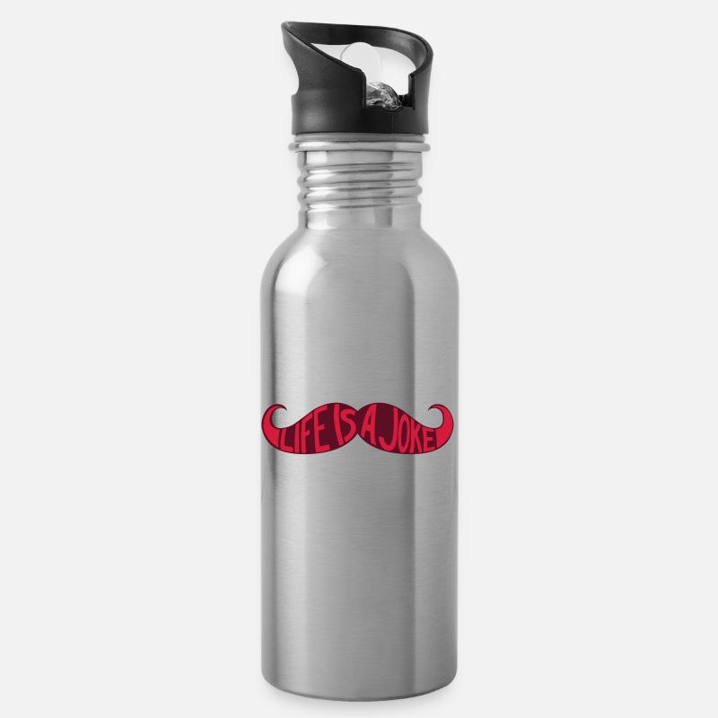 Moustache - Life is a joke - Gourde avec paille intégrée - argent clair
