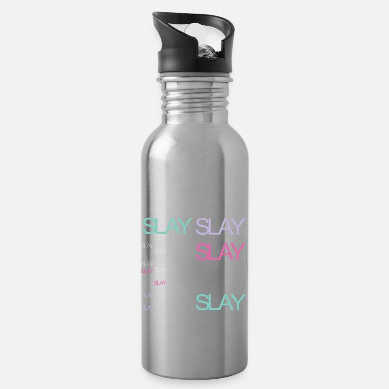 Slay - Trinkflasche mit integriertem Trinkhalm - Lightsilver