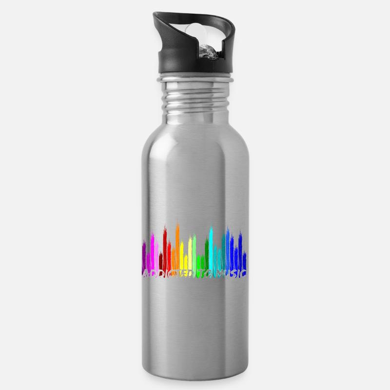 Addicted to Music Equalizer Sound Control - Water bottle with straw - silver