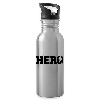 Super Hero Logo - Trinkflasche mit integriertem Trinkhalm - Lightsilver - Rechts