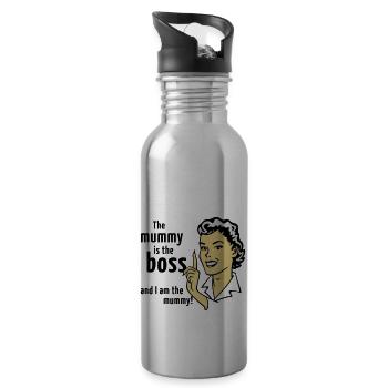 The mummy is the boss and I am the mummy! - Water bottle with straw - silver - Right
