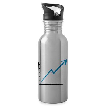 strich pfeil linie nach oben gewinn aufsteigend - Trinkflasche mit integriertem Trinkhalm - Lightsilver - Rechts
