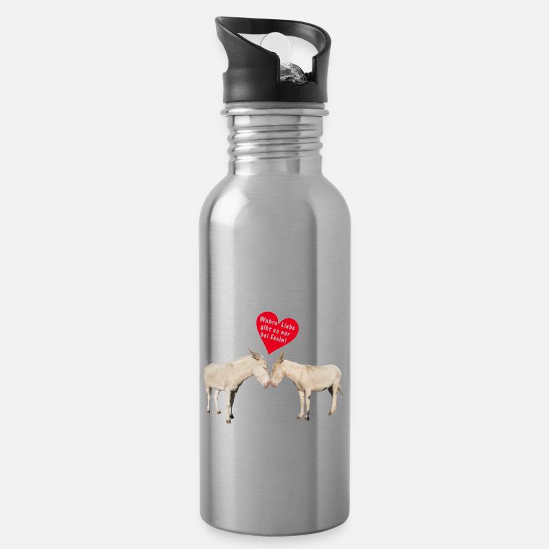 Wahre Esel Liebe - Trinkflasche mit integriertem Trinkhalm - Lightsilver