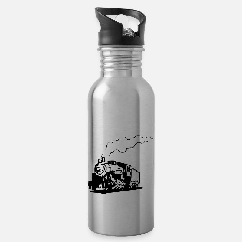 dampflok eisenbahn lokomotive romantik - Trinkflasche mit integriertem Trinkhalm - Lightsilver