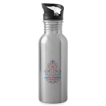 feminism - Water bottle with straw - silver - Right