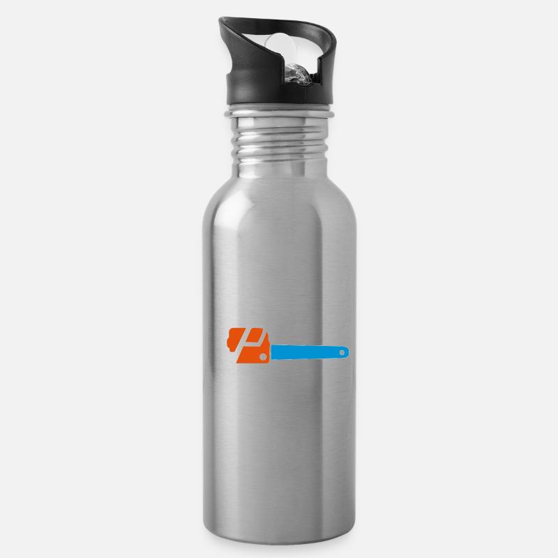 Kettensäge - Trinkflasche mit integriertem Trinkhalm - Lightsilver