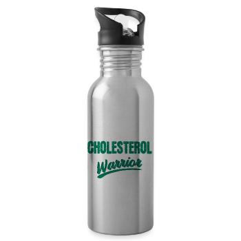 Cholesterin Kämpfer Lustiger Spruch Statine Fett - Trinkflasche mit integriertem Trinkhalm - Lightsilver - Rechts