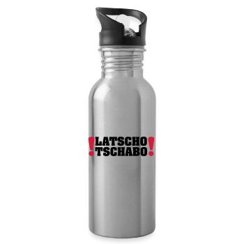 Latscho Tschabo / geiler Typ / manisch - Trinkflasche mit integriertem Trinkhalm - Lightsilver - Rechts