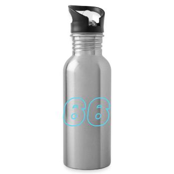 66 number symbol - Water bottle with straw - silver - Right