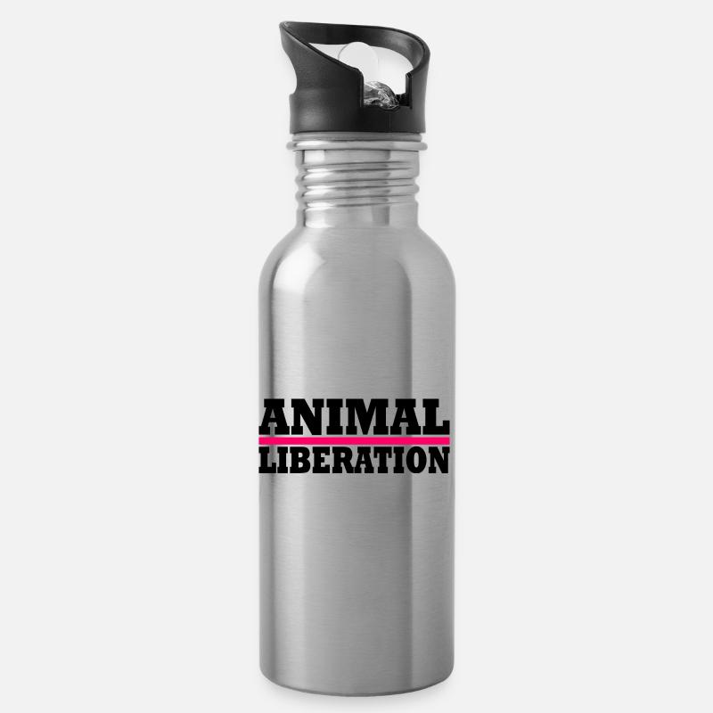Animal liberation - Gourde avec paille intégrée - argent clair