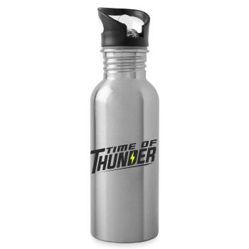 YELLOW POWER - Trinkflasche mit integriertem Trinkhalm - Lightsilver - Rechts