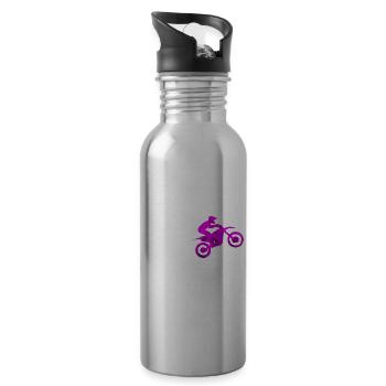 Motocross Bike Offroad Motorcycle Biker - Trinkflasche mit integriertem Trinkhalm - Lightsilver - Rechts