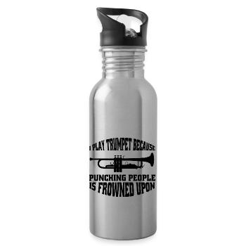 Trumpet Instrument Saying Music Funny Musician - Water bottle with straw - silver - Right
