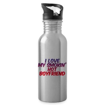 I Love My Smokin' Hot Boyfriend 3 - Trinkflasche mit integriertem Trinkhalm - Lightsilver - Rechts